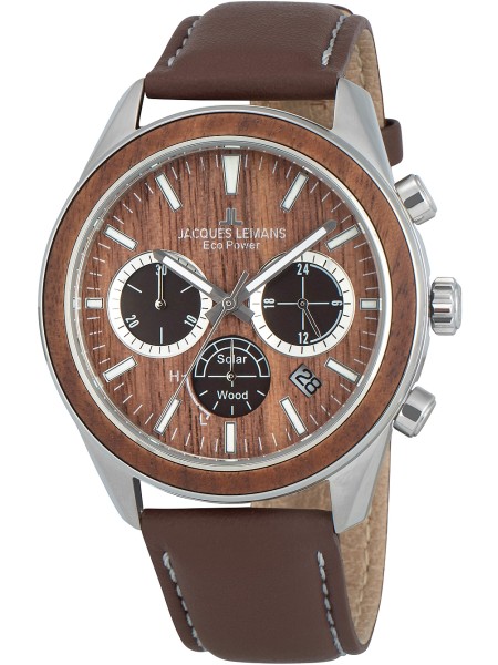Jacques Lemans Eco Power 1-2115B men's watch, cuir véritable strap