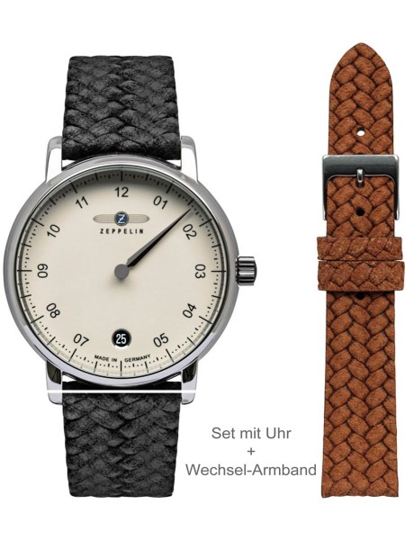 Zeppelin Monotimer 8643-5 ladies' watch, real leather strap