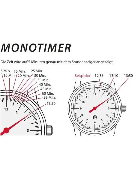 Zeppelin Monotimer 8642-2 herenhorloge, echt leer bandje