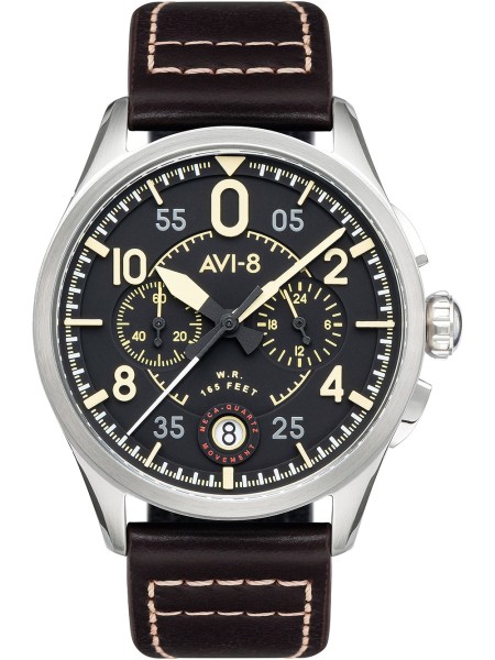 AVI-8 Spitfire Chronograph AV-4089-01 men's watch, real leather strap