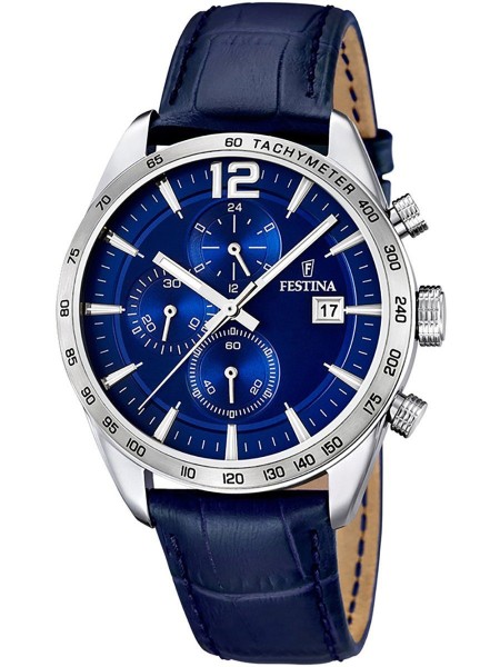 Festina Sport Chronograph F16760/3 men's watch, real leather strap