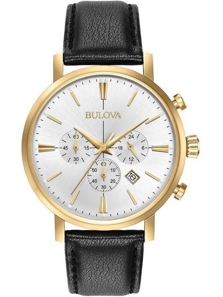 Bulova Aerojet Chronograph 97B155 men's watch, real leather strap