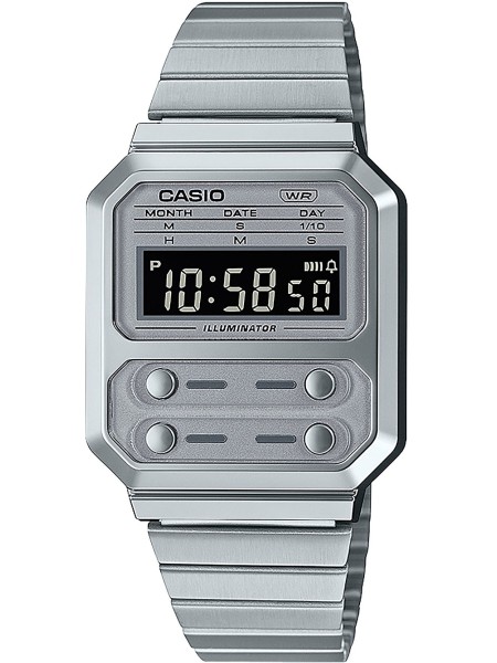 Casio A100WE-7BEF ladies' watch, stainless steel strap