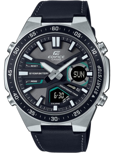 Casio EFV-C110L-1AVEF men's watch, real leather strap