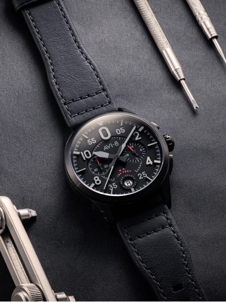 AVI-8 AV-4089-03 men's watch, real leather strap