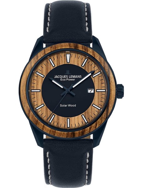 Jacques Lemans 1-2116K men's watch, synthetic leather strap