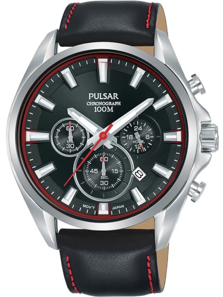 Pulsar PT3A27X1 men's watch, real leather strap