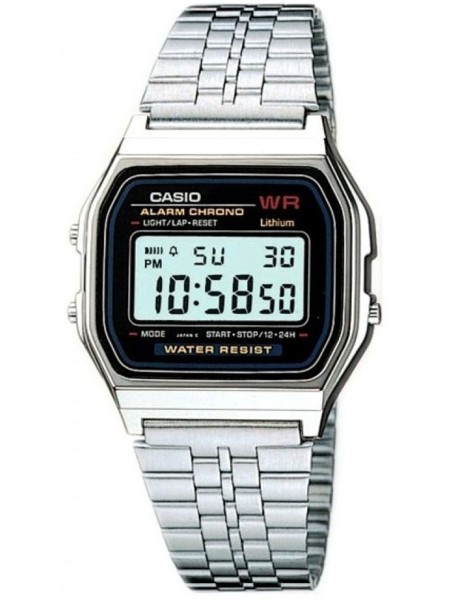 Casio A159WA-1D men's watch, stainless steel strap
