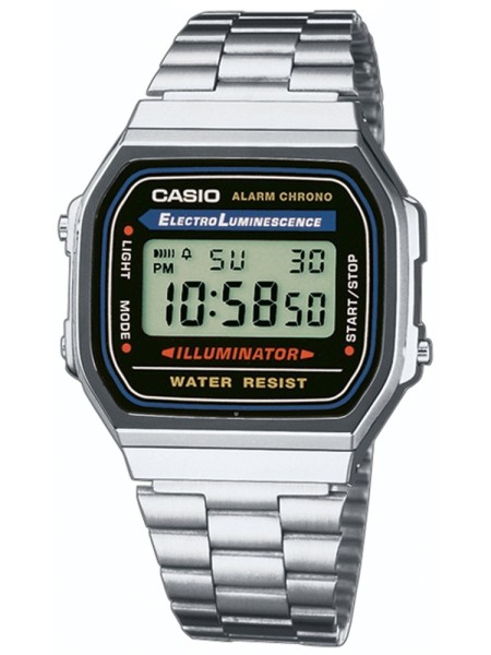 Casio Collection A168WA-1YES Reloj para hombre, correa de acero inoxidable